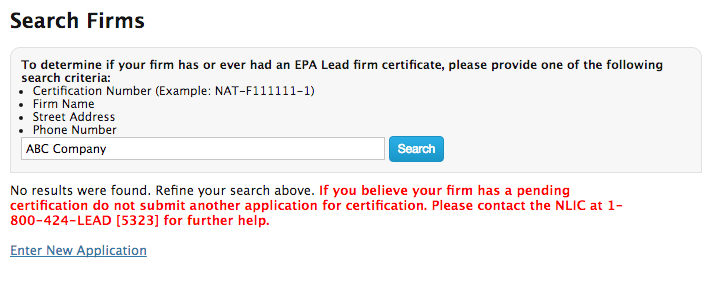 EPA Firm Certification